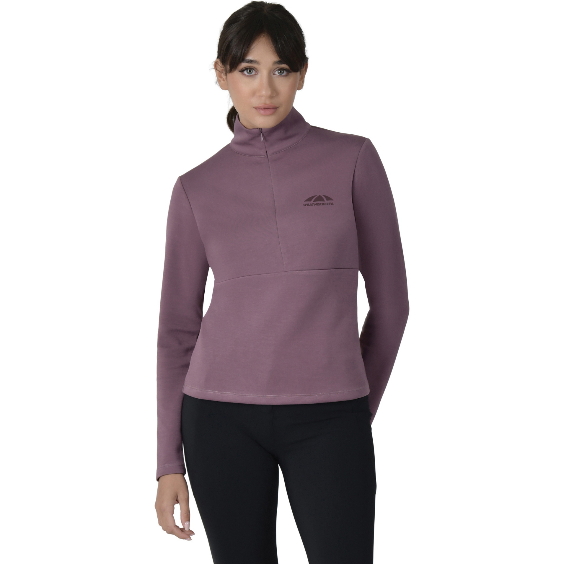 2025 Weatherbeeta Femmes Cuivre 1/2 Zip Manche Longue Mid-Couche 1028842 - Mauve Wine